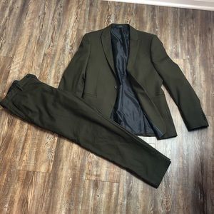 Zara Slim Fit Textured Weave Suit In Khaki